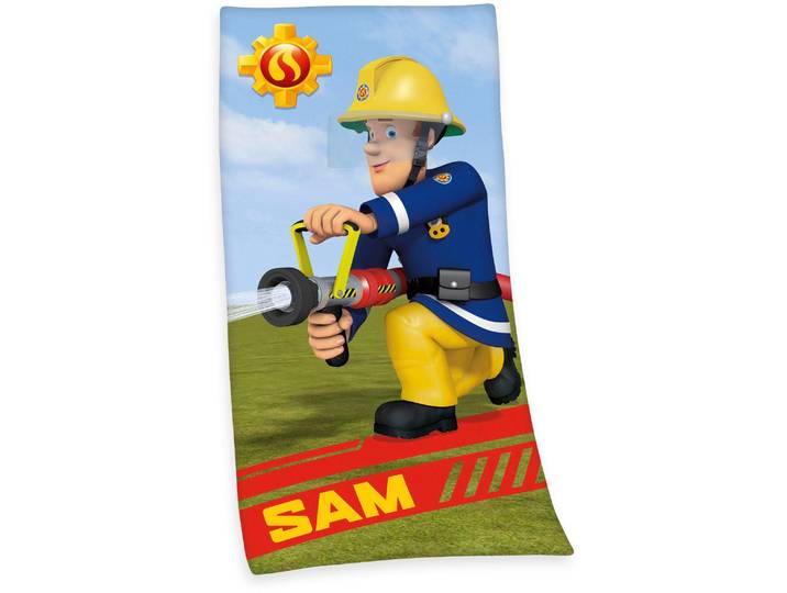Badetuch FEUERWEHRMANN SAM Feuerwehrmann Sam , bunt, B:75cm L:150cm, Velours, Obermaterial: 100% Baumwolle, Handtücher, Badetuch, mit dem tollem Motiv