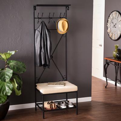SEI Furniture Bugleweed Black Metal Coat Rack Bench