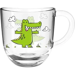 6er-Set Leonardo Henkelbecher Bambini - Krokodil 280 ml Glas Grün