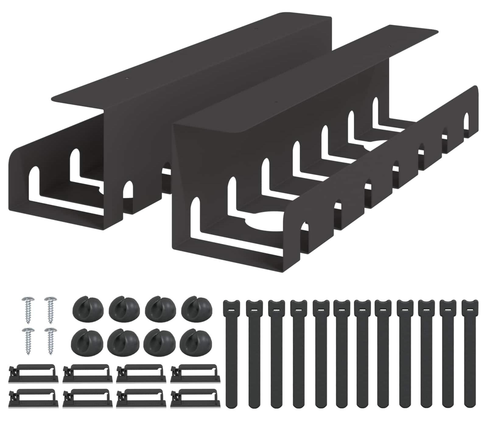 vidaXL Kabelorganizer voor onder het bureau, 2 stuks, zwart