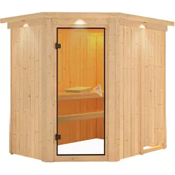 Karibu Sauna Saja-230 Volt-Ohne Ofen-Inkl.Dachkranz