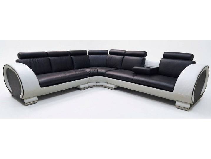 JVmoebel Ecksofa Schwarz-weißes L-förmiges Ecksofa aus Leder im modernen Design, 1 Teile, Special features