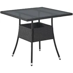 Juskys Polyrattan Gartentisch Yoro eckig - wetterfest Outdoor Beistelltisch 80x80 cm - Schwarz
