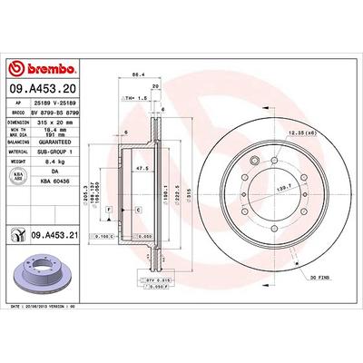 Brembo 1x Bremsscheibe [Hersteller-Nr. 09.A453.21] für Hyundai