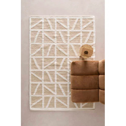 NOUS Living Sido rechthoekig wollen grafisch vloerkleed - naturel/gebroken wit - B: 230 cm, D: 160 cm