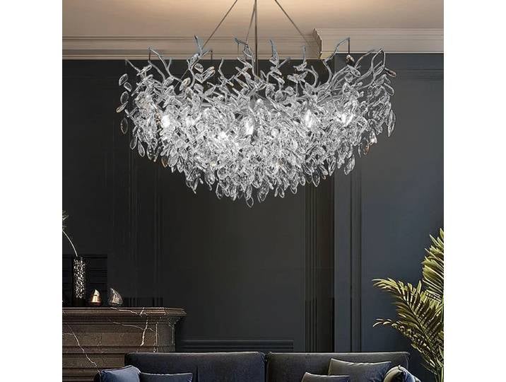 Lustres en cristal de luxe lustre de plafond en cristal d'argent d'or moderne pour la Villa salon chambre lampe en cristal de grande branche