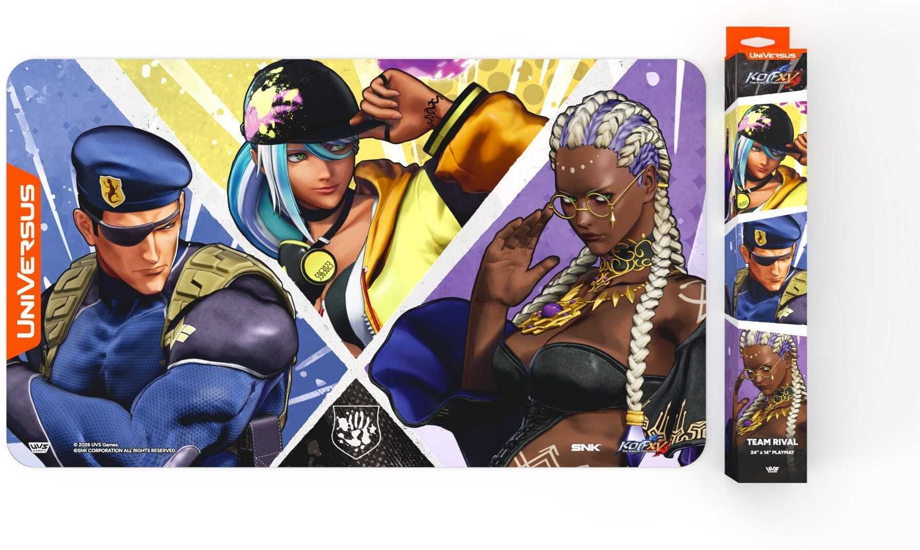 UniVersus The King of Fighters XV Challenger Series Team Hero Playmat for Card Games and Tabletop Play