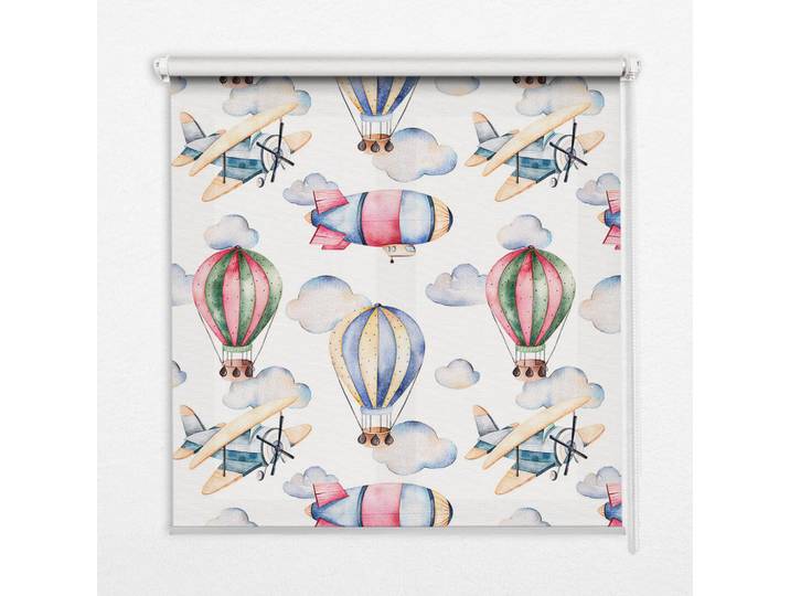 Tulup Innenrollo - Fensterrollo - Rollo - 90x140 cm - Luftschiffe und Ballons, Blau, Kunststoff, Rechteckig, 90x140x0.5 cm, Heimtextilien, Vorhänge, Rollos