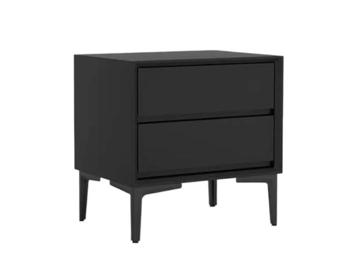 Vielseitig Vintage minimalistischer Nachttisch aus einfarbigem Holz Tischaufbewahrung, Doppelschublade, großes Fassungsvermögen(Schwarz,Mittel)