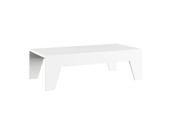 Table basse laqué blanche pieds biseautés design - CARAT
