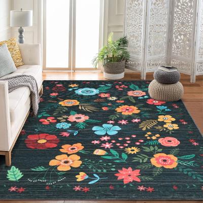 Garvee 1200GSM Ultra Thick Area Rug, Modern Colorful World Printed Foldable Carpet, 100% Polyester Back Heavy-Duty Soft Rug