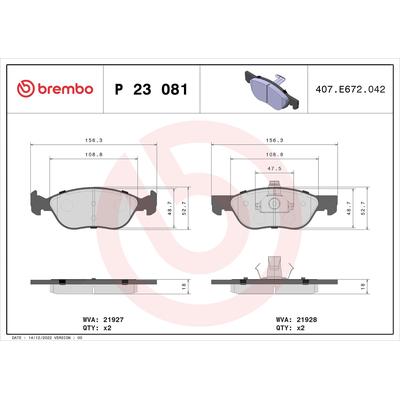 Brembo Bremsbelagsatz, Scheibenbremse [Hersteller-Nr. P23081] für Fiat