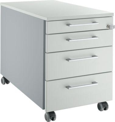 Schäfer Shop Select Rollcontainer 1233, mit Griff eckig, weißalu/lichtgrau/lichtgrau