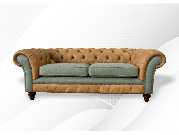 JVmoebel Chesterfield-Sofa Elegante braune Leder-Couch mit Chesterfield-Knöpfen, Packung, Made in Europa