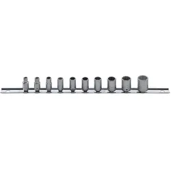 Stahlwille, Steckschlüssel + Stecknuss, 40aD/10CL Satz: Steckschlüsseleinsätze mit Clip-Leiste