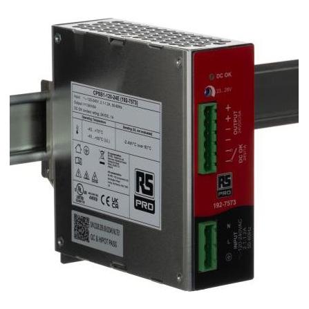 RS PRO DIN-Schienen Netzteil, 120V ac, 24V / 5A (1927573)