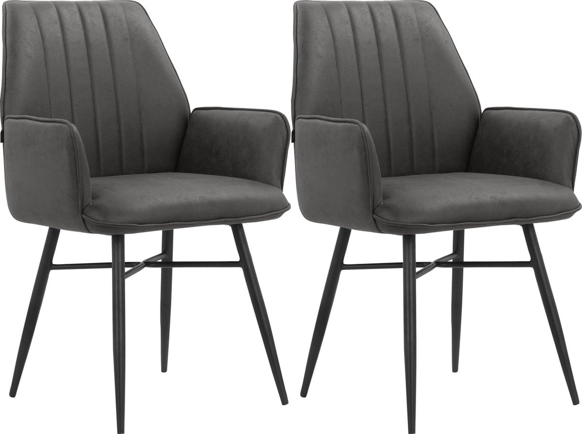 Anzo Eetkamerstoel - Set van 2 - Antraciet