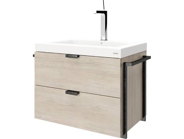 Waschtisch PLAYBOY JANICE , braun (wildeiche, wild eiche), B:85cm H:59,5cm T:50cm, Waschtische, Waschtisch, mit Waschbecken und Handtuchhaltern
