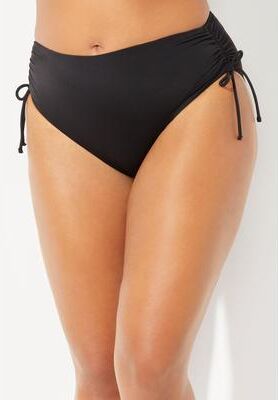 Plus Size Women's Virtuoso Ruched Side Tie Tummy Control Bikini Bottom by Swimsuits For All in Black (Size 14)