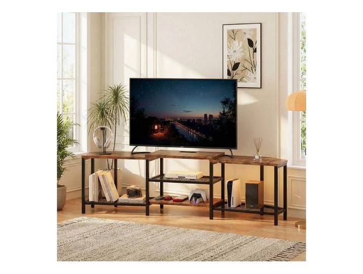 GarveeMore TV-Schrank TV-Schrank bis 75 Zoll, Eckregal mit 4 offenen Fächern