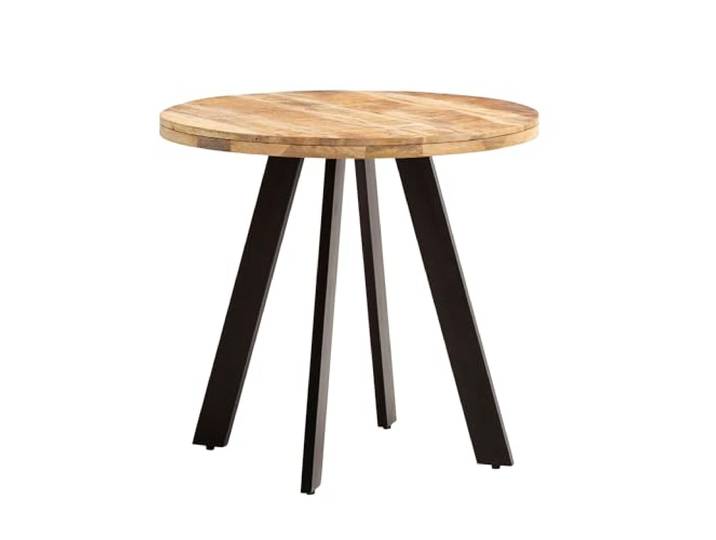 FineBuy Esstisch Rund 80x80x75 cm Mango Massivholz, Metallbeine kleiner Esszimmertisch für 3 Personen, Küchentisch aus Echtholz mit natürlicher Maserung, handgefertigt