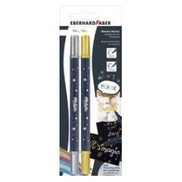 Faber Fasermaler Metallic Marker Duo gold/silber BK 2er Blisterkarte, 0,8mm und 1-10mm, sortiert (2x) (558498)