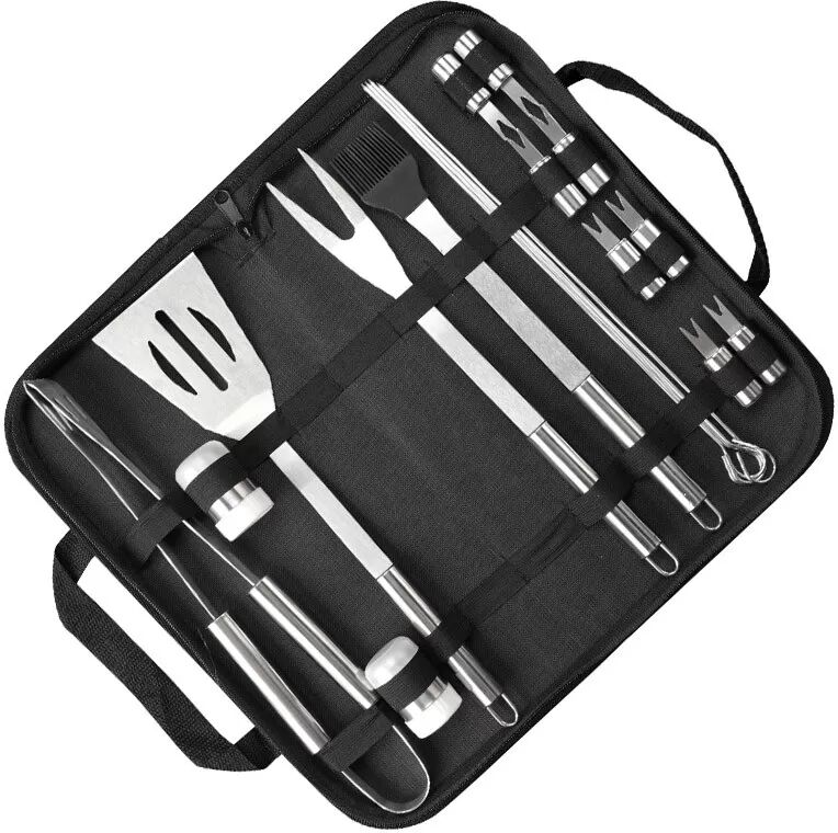INF 19-teiliges Grillbesteck-Set mit Aufbewahrungstasche
