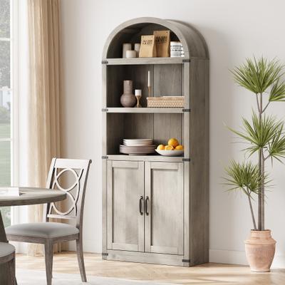 Garvee "71"" Tall Arched Bookshelf 5 Tier Wooden Bookcase with Open Shelves"