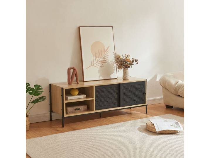 Meuble TV Tysnes 120 x 40 x 45 cm effet chêne noir