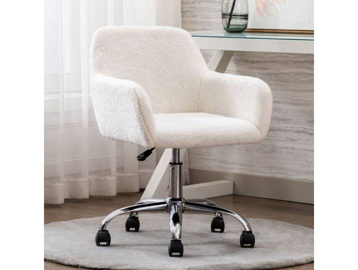 NuvlaGu - Chaise de bureau - À roulettes réglable en hauteur pivotante - Convient pour le salon le bureau ou la coiffeuse - Blanc