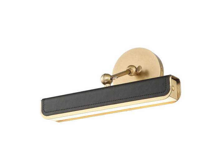 Elstead Lighting Led-Wandleuchte, Messingfarben, Metall, Kunststoff, Leder, Longlife-Leder, G, 30.5x19.7 cm, Lampen & Leuchten, Innenbeleuchtung, Wandlampe, Wandlampen