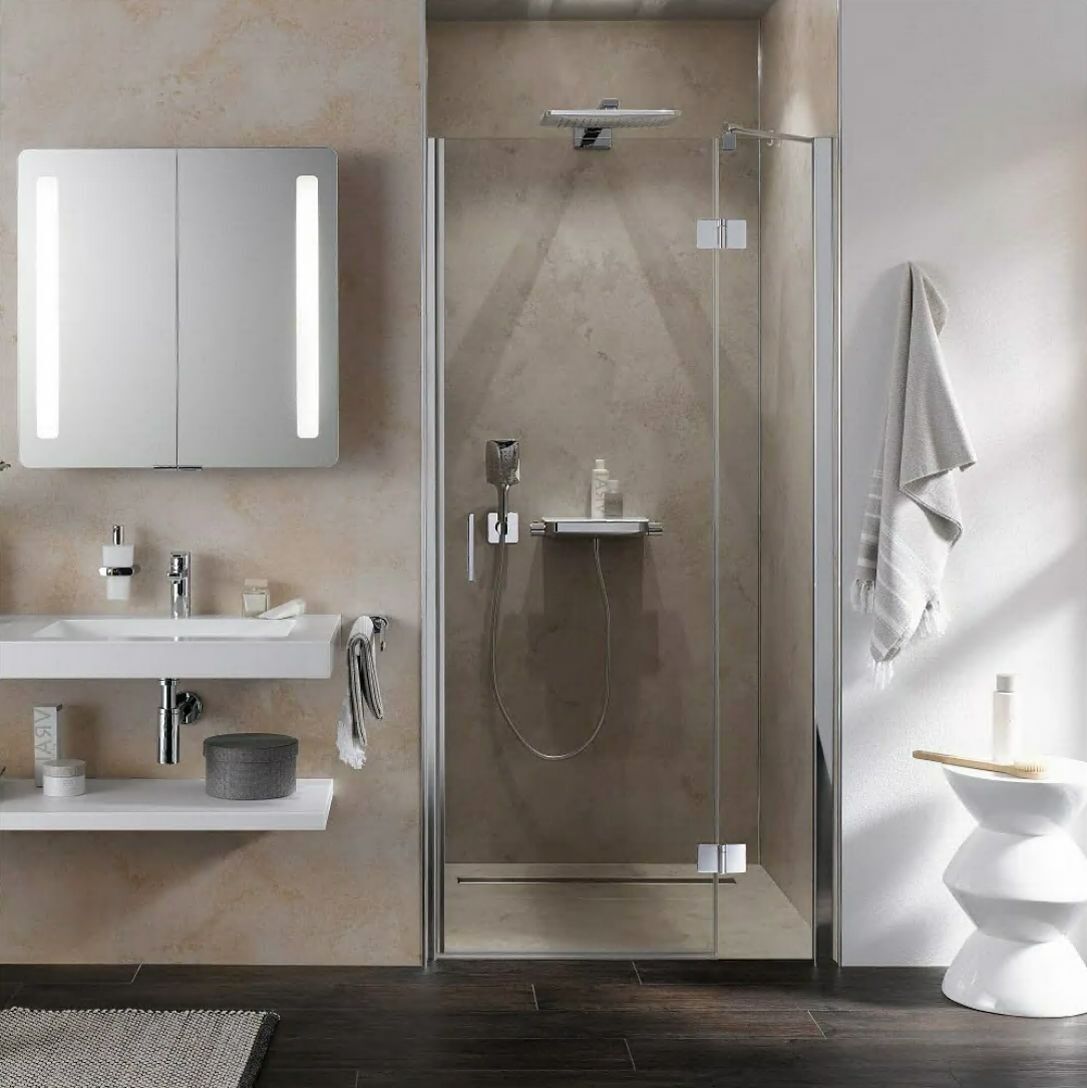 HSK Aperto swing door hinged to side part in niche 90 cm stop right, 2801090-41-50-R