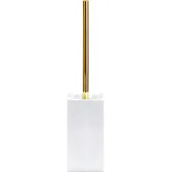 Porzellan Toilettenbürste quadratisch gold-weiß