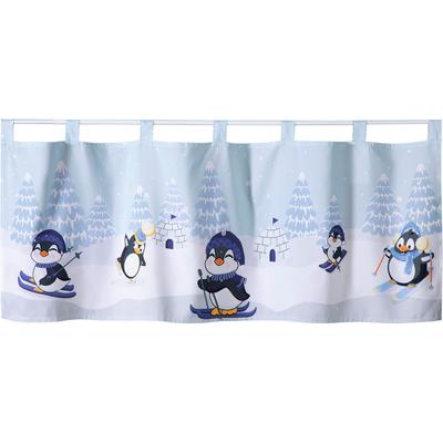Scheibengardine WECKBRODT "Comic-Pinguine" Gr. 1, bunt (multi), B:120cm H:45cm, Microfaser, Polyester, Gardinen, Microsatin, blickdicht, bedruckt, HxB 45x120cm, Gardine, Store