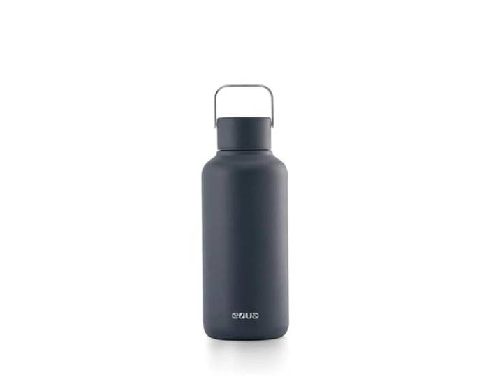 EQUA Zeitlose Edelstahlflasche Ultraleicht & BPA-frei 100% auslaufsicher 600ml Zeitloses Design Silikonboden (Navy, Klein)
