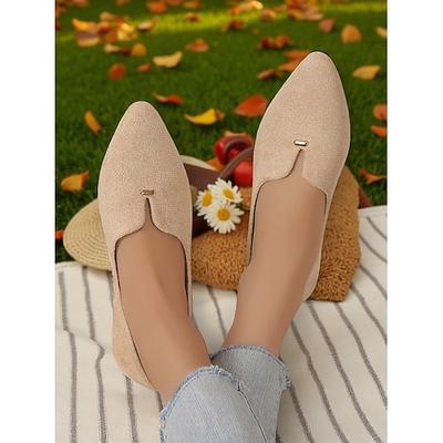 Rote Damen-Ballerinas mit spitzer Spitze aus Wildlederimitat – bequeme Picknickschuhe für Herbstnachmittage, zum Lesen auf dem Rasen und zum Kaffeetrinken im Freien