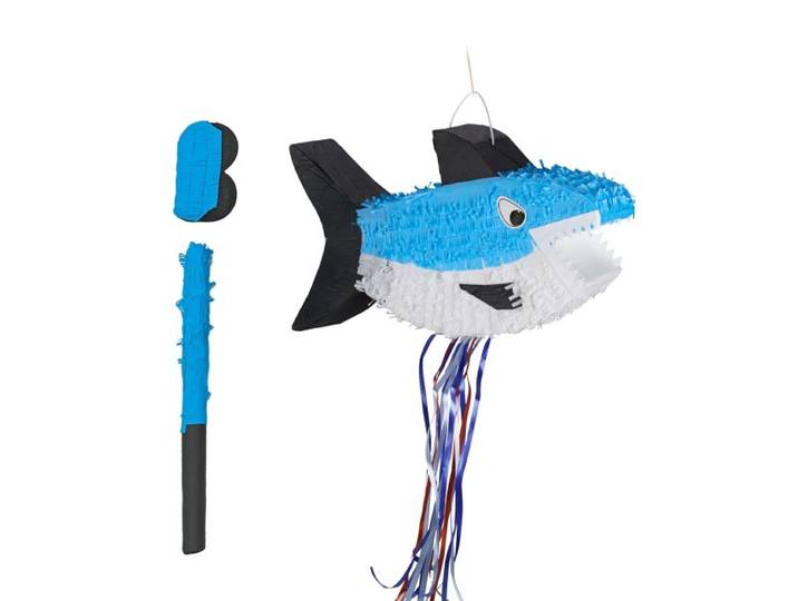 Relaxdays Piñata haai met stok en blinddoek