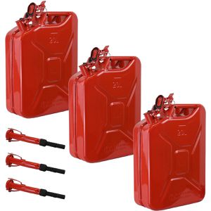 Trutzholm Benzinkanister 9802901, 3 Stück, 20 Liter, mit Auslaufrohr, rot, aus Metall