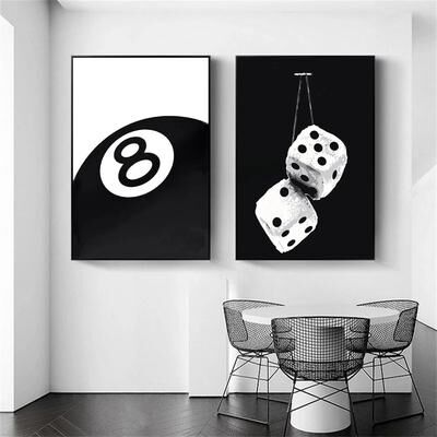 Inspired Living Monochrome 8 Ball Wall Art Canvas Print For Stylish Billiards Wall Decor 4 30x40cm Unframed