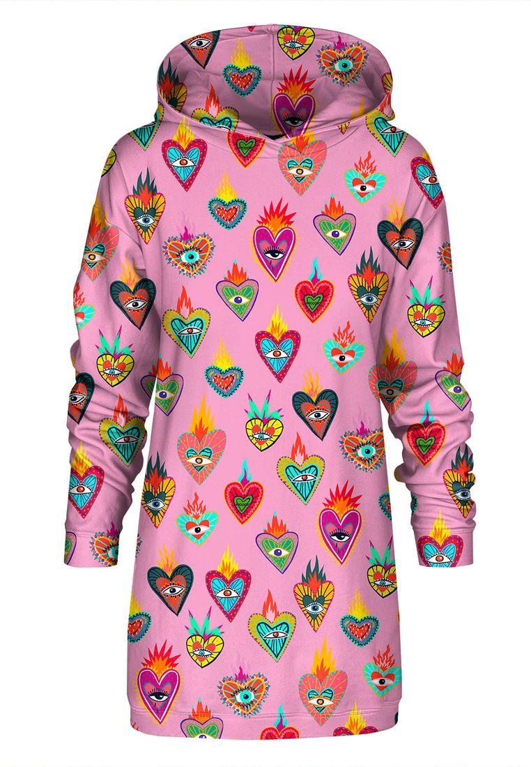 "Pink Mexican Hearts" Oversize hoodiejurk