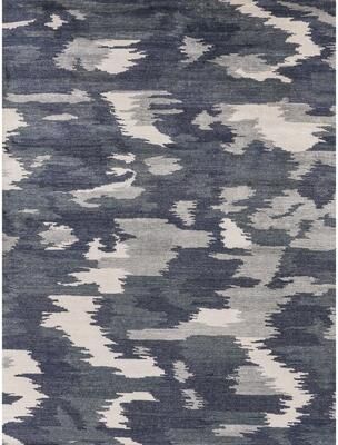 Exquisite Rugs Bamboo Silk hand-knotted Bamboo Silk Navy Blue Area Rug