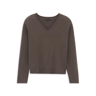V-Ausschnitt-Pullover BUGATTI "Regular Fit", Damen, Gr. S, braun (90, braun), 100% Kaschmir, unifarben, regular fit, V-Ausschnitt, Pullover, V-Ausschnitt Regular Fit Kaschmir