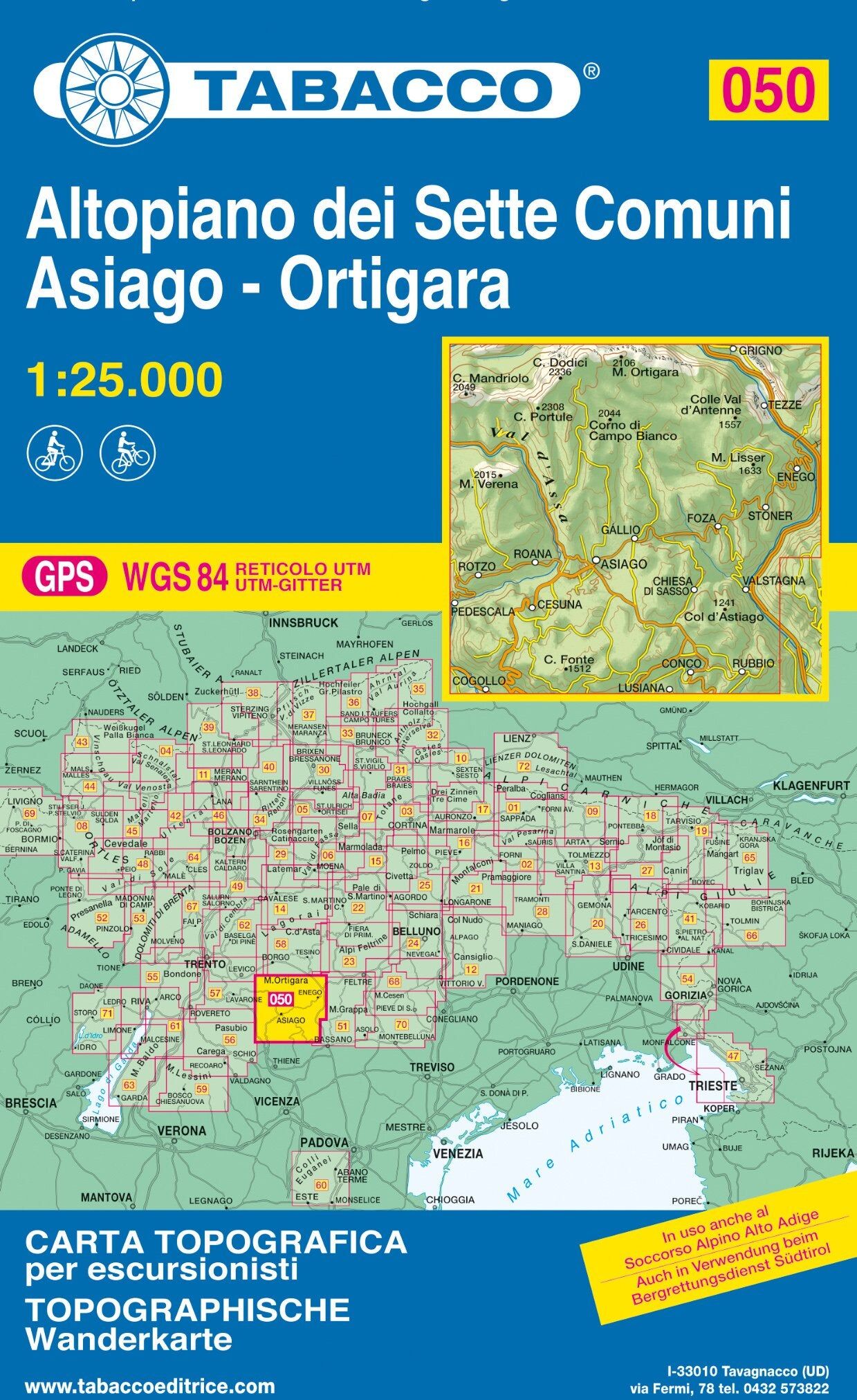 Carte de randonnée n° 50 - Altopiano dei sette comuni (Dolomites)   Tabacco