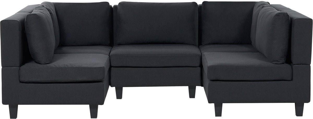 Unstad Moderne Modulaire 5-zits U-vormige Bank - Zwart - Polyester