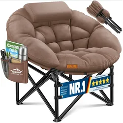 KESSER® Campingstuhl Chillexer faltbar 150 Kg Klappstuhl ultraleicht und breit, dickes Polster mit bequemen Kissen und Seitentasche, Cover, Outdoor + Indoor - rund, Camping, Angeln, Festival, Strand