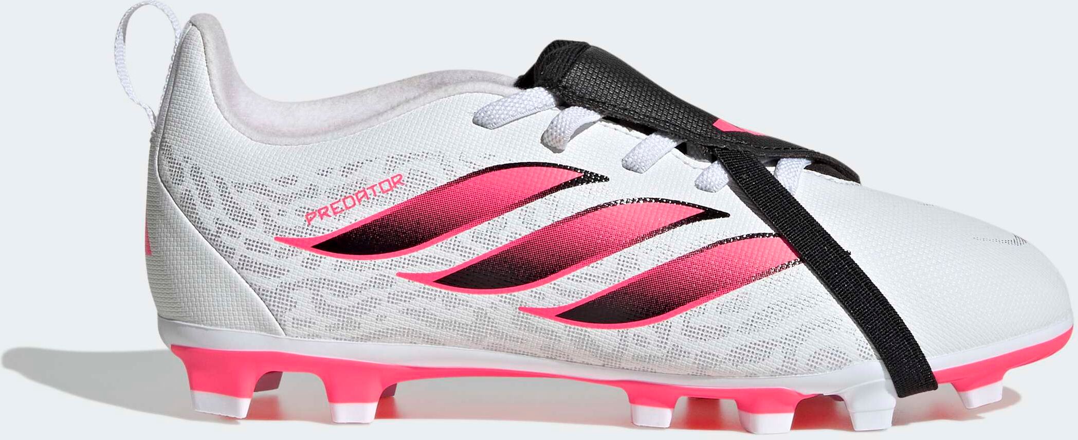 Fussballschuh ADIDAS PERFORMANCE "PREDATOR CLUB KIDS, UMSCHLAGBARE ZUNGE, FESTE BÖDEN / MULTI GROUND", Jungen, Gr. 38,5, pink (cloud weiß, solar turbo, core schwarz), Synthetik, Schuhe Fussballschuh, für viele verschiedene Böden geeignet cloud weiß, solar