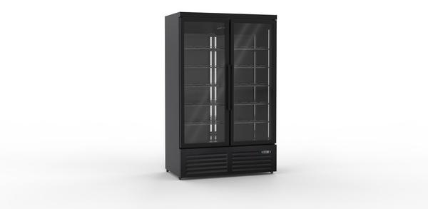 Gastro Tiefkühlschrank | Lagertiefkühlschrank | 2 Glastüren | Schwarz | 1250 Liter | -22 bis -18 °C | Gewerbe Gefrierschrank