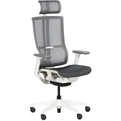 Carmen 7574 Ergonomischer Bürostuhl mit Netzrücken, Kopfstütze und 3D-Armlehnen – Schwarz