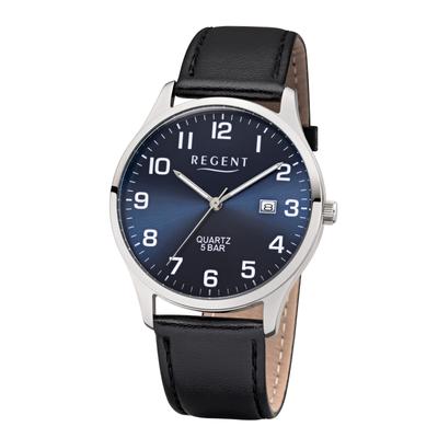 Quarzuhr REGENT, schwarz, Armbanduhren, Herren, Quarzuhr, Armbanduhr, Herrenuhr, analog, Tag