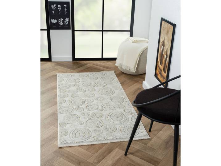 Teppich My Style, LAGERRÄUMUNG , beige (creme, hellgrau, altgoldfarben), B:80cm H:10mm L:150cm, Polyester, MYFLAIR MÖBEL & ACCESSOIRES, Teppiche, Teppich, Kurzflor, modernes Scandi-Design, besonders weich, auch in rund